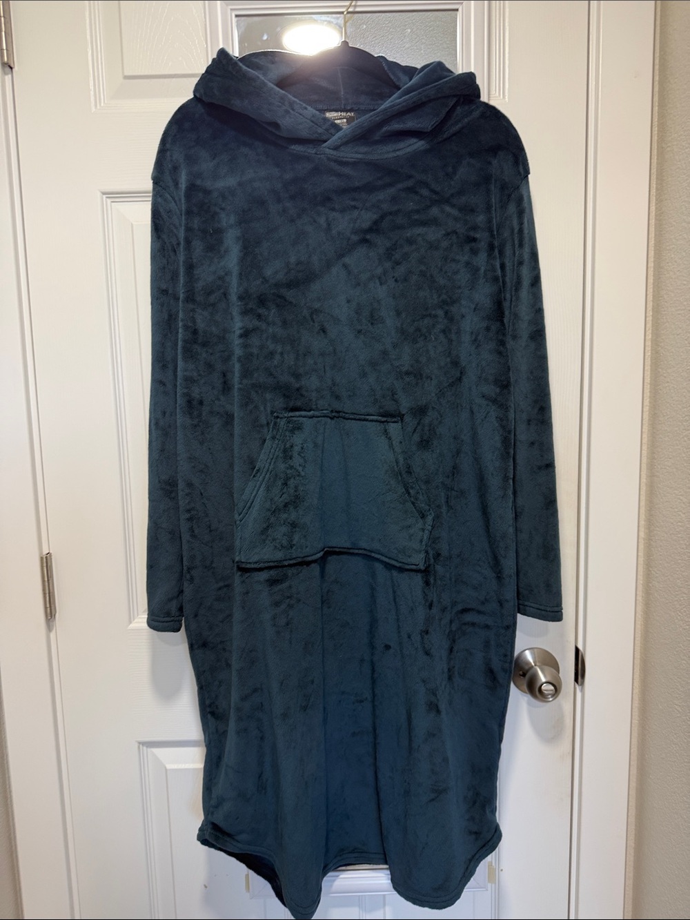 32 Degrees Plush Hooded Lounge Robe in Dark Teal